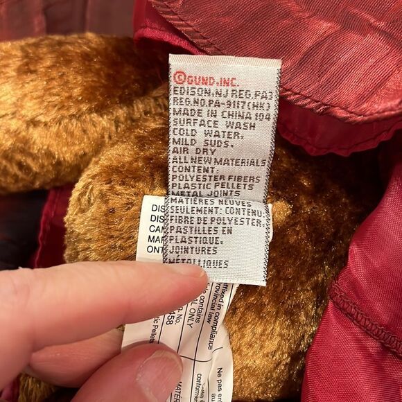 GUND Jewel Teddy Bear Plush Stuffed Animal Burgundy Dress - Picture 8 of 9